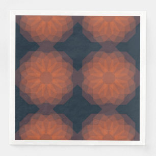 Servilleta De Papel De Cena abstracción de flor geométrica moderna y naranja