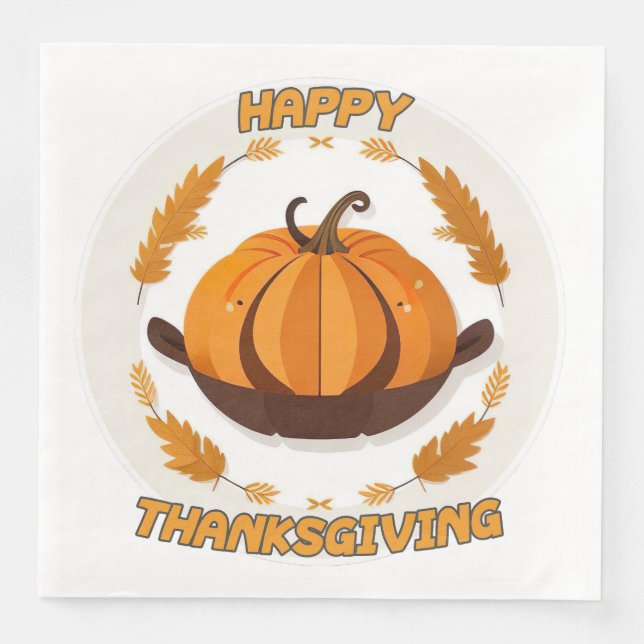 Servilleta De Papel De Cena acción de gracias feliz (Anverso)