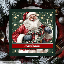 Servilleta De Papel De Cena Acuarela intemporal Santa Claus Table Napkins