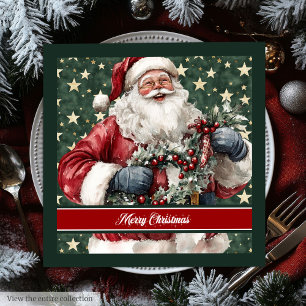 Servilleta De Papel De Cena Acuarela intemporal Santa Claus Table Napkins