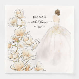 Servilleta De Papel De Cena Acuarela Magnolia Novia Bridal Shower Paper Dinn