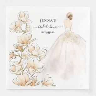 Servilleta De Papel De Cena Acuarela Magnolia Novia Bridal Shower Paper Dinn