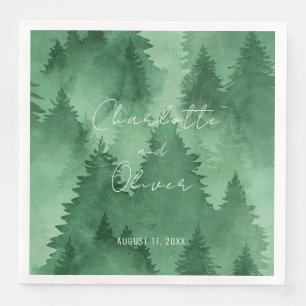Servilleta De Papel De Cena Acuarela Misty Woodland Rústico Moderno