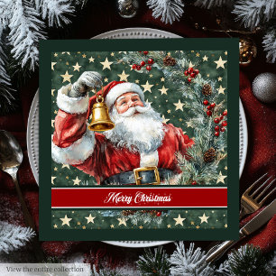 Servilleta De Papel De Cena Acuarela Santa Claus Monograma Fiesta Napkins