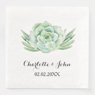 Servilleta De Papel De Cena acuarela suculenta boda floral servilleta