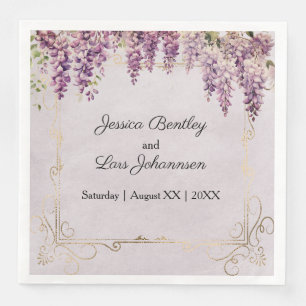 Servilleta De Papel De Cena Acuarela Wisteria en Boda Lavanda
