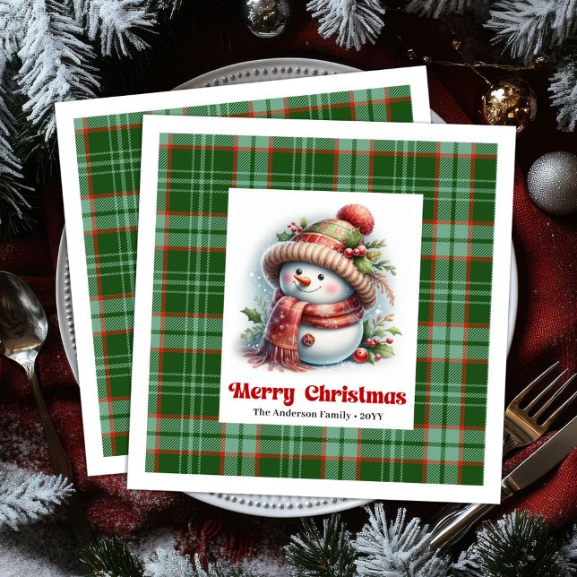 Servilleta De Papel De Cena Adorable Christmas Snowman Napkins Editable Custom (Adorable Christmas Snowman Napkins Editable Custom Name

)