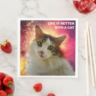 Servilleta De Papel De Cena Adorable Cute Calico Cat