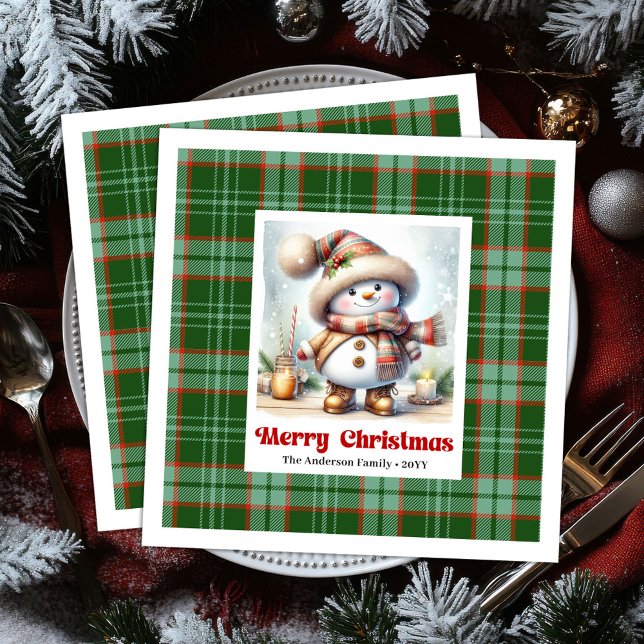 Servilleta De Papel De Cena Adorable Cute Christmas Snowman Editable Napkins  (Adorable Cute Christmas Snowman Editable Napkins )