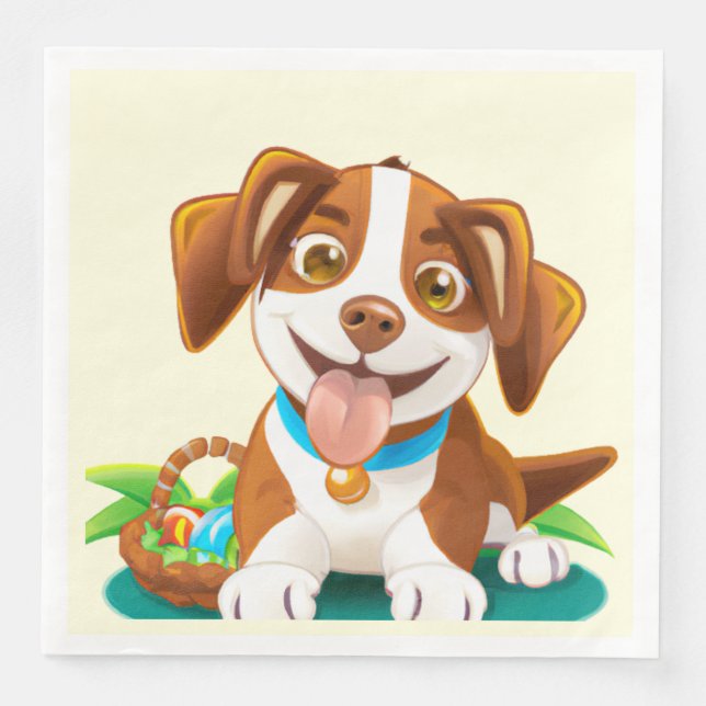 Servilleta De Papel De Cena Adorable Easter Pup (Anverso)