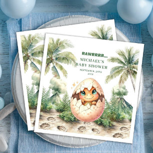 Servilleta De Papel De Cena Adorable Fiesta de Bebé de Dino Azul que Empolla P
