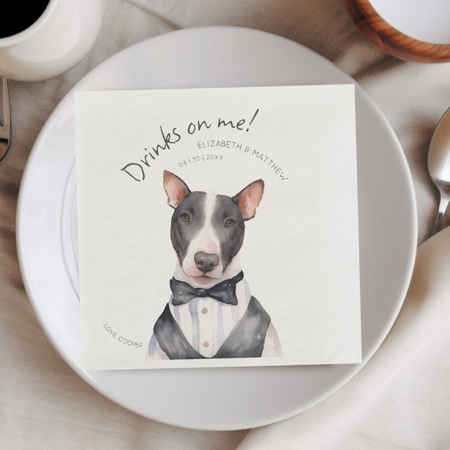Servilleta De Papel De Cena Adorable Personalizable de acuarela Pitbull Waiter (Subido por el creador)
