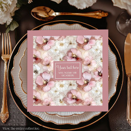 Servilleta De Papel De Cena Aerial Pink and Gold Napkins Ethereal Monogram