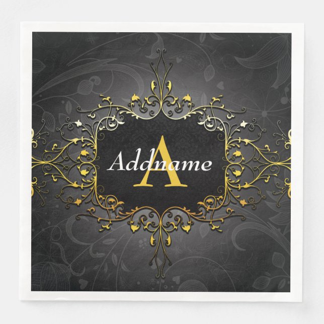 Servilleta De Papel De Cena Agrega tu nombre e inicial (Anverso)