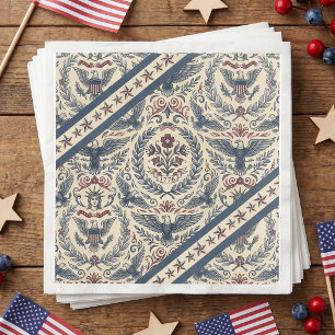 Servilleta De Papel De Cena Águilas de Americana Estrellas y Franjas Diagonal 