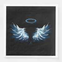 Alas del Ángel Azul brillante sobre fondo negro