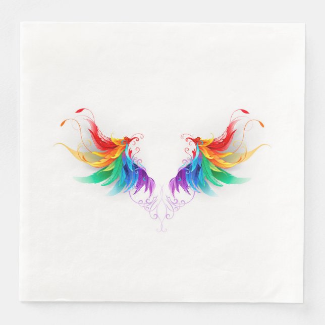 Servilleta De Papel De Cena Alas del arco iris fluidas (Anverso)