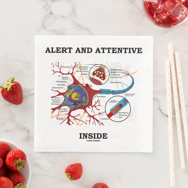Servilleta De Papel De Cena Alerta Y Atento Dentro De La Neurona Sinapsis Humo (In situ)