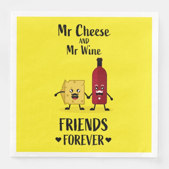 Servilleta De Papel De Cena Amantes Del Queso Y El Vino (Anverso)