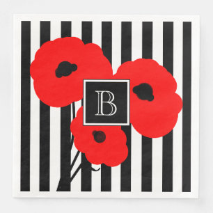 SERVILLETA DE PAPEL DE CENA AMAPOLAS ROJAS ELEGANTES DEL PAPEL NAPKIN_MOD EN