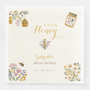 Servilleta De Papel De Cena Amarillo Mantequilla Encontró A Su Abeja De Miel F
