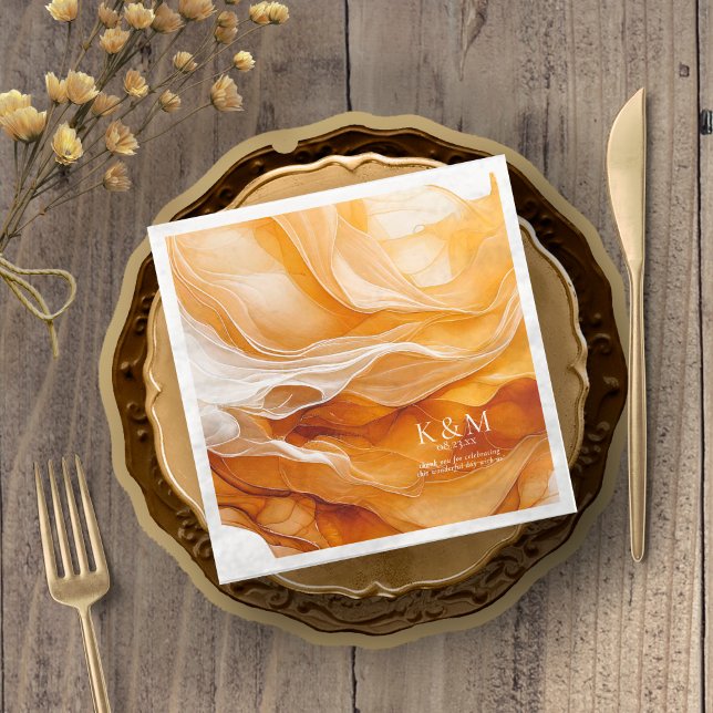 Servilleta De Papel De Cena Amber Brandy Boda de tinta abstracta ID1089 (Subido por el creador)