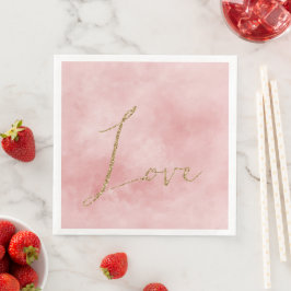 Servilleta De Papel De Cena Amor del Purpurina Rubor Pink Gold