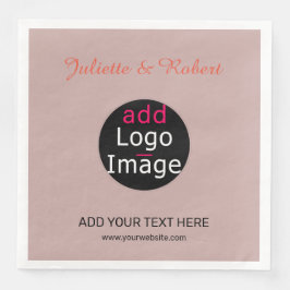 Servilleta De Papel De Cena Añade tu logotipo Boda Polvo Rosa Arte    