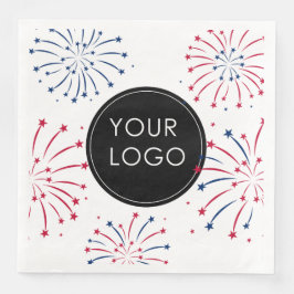 Servilleta De Papel De Cena Añadir el logotipo 4 de julio de fuegos artificial