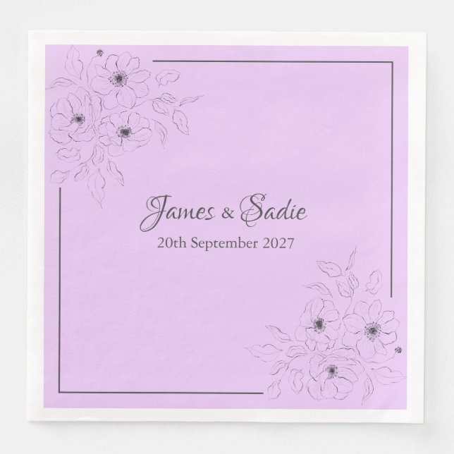 Servilleta De Papel De Cena Anemone on Light Lilac (Anverso)