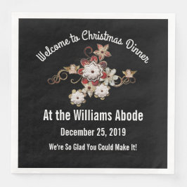 Servilleta De Papel De Cena Ángeles, joyas y flores parkling se vuelven negros