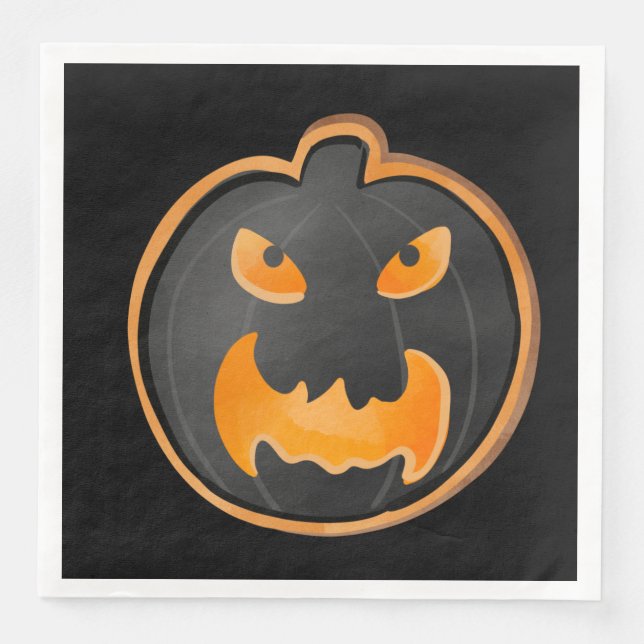SERVILLETA DE PAPEL DE CENA ANGRY BLACK ORANGE HALLOWEEN  PUMPKIN (Anverso)