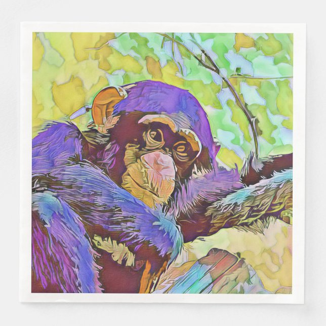 Servilleta De Papel De Cena animal inteligente - chimpancé 3 (Anverso)