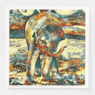 Servilleta De Papel De Cena AnimalArt_Elephant_003