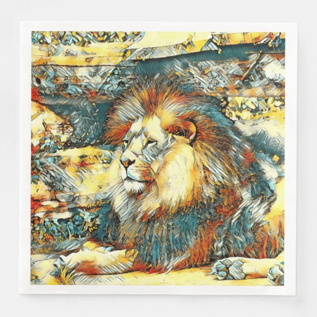 Servilleta De Papel De Cena AnimalArt_Lion_033 (Anverso)