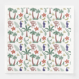 Servilleta De Papel De Cena Animales tropicales con maxilar y mono sin soldadu