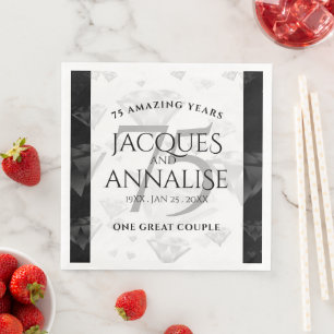 Servilleta De Papel De Cena Aniversario de bodas de diamante 75º elegante