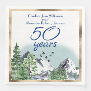 Servilleta De Papel De Cena Aniversario de bodas número 50 paisaje de montaña 