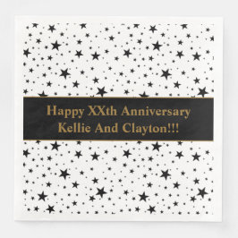 Servilleta De Papel De Cena Aniversario del Boda de las Estrellas Blancas y Ne