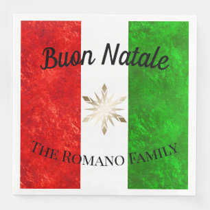 Servilleta De Papel De Cena Apellido italiano Buon Natale Bandera Navidad