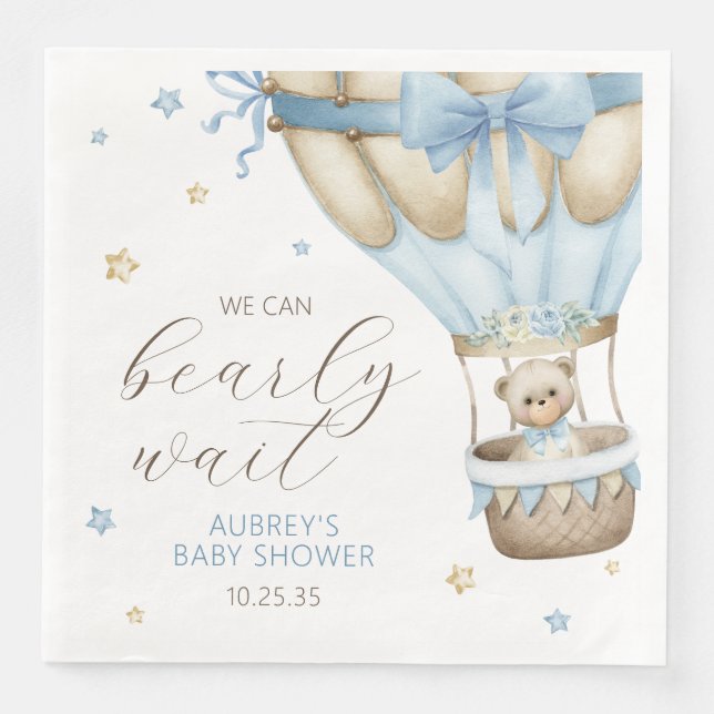 Servilleta De Papel De Cena Apenas Podemos Esperar Fiesta de Bebé Niño (Anverso)