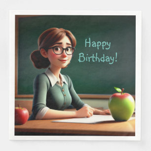 Servilleta De Papel De Cena Apple para el cumpleaños del profesor