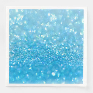 Servilleta De Papel De Cena Aqua Water Baby Blue Purpurina