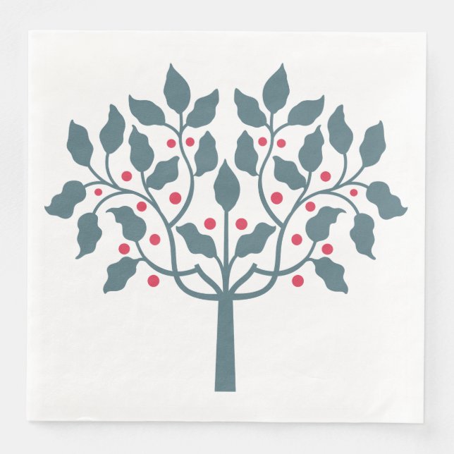 Servilleta De Papel De Cena árbol de bayas (Anverso)