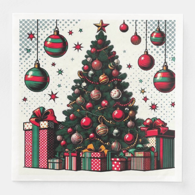 Servilleta De Papel De Cena árbol de Navidad (Anverso)