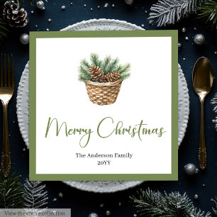 Servilleta De Papel De Cena Árbol de Navidad Boho Acuarela Festivo