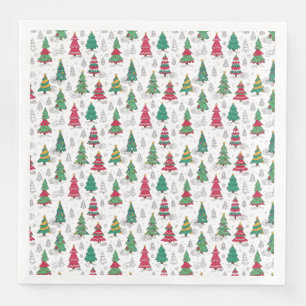 Servilleta De Papel De Cena Árboles de Navidad Decorados Caprichosos y Diverti