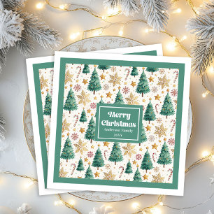 Servilleta De Papel De Cena Árboles de Navidad Intemporales Servilletas de Fie