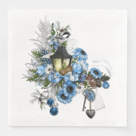 Servilleta De Papel De Cena Arreglo Temático de Navidad Azul