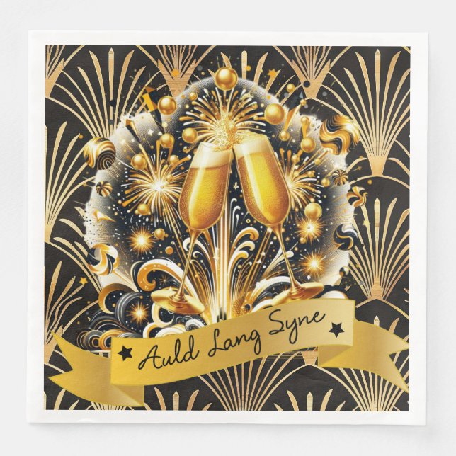 Servilleta De Papel De Cena Art Deco Auld Lang Syne (Anverso)